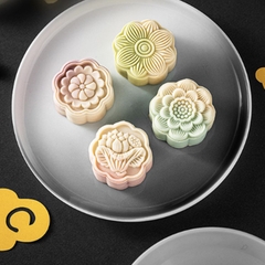 Khuôn trung thu lò xo 4 mặt hoa lá sen 8 cánh 50-65g