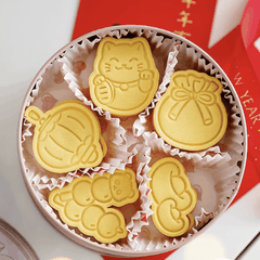 Set 4 khuôn cookie Tết Mèo thần tài