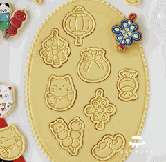 Set 4 khuôn cookie Tết Mèo thần tài