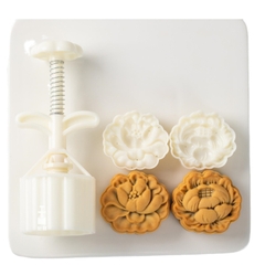 Khuôn trung thu lò xo 2 mặt hoa trà hoa sen 75g