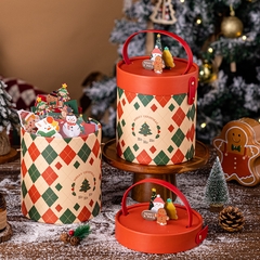 Hộp đựng tròn có quai xách Merry Christmas 15x17cm (5c)