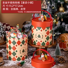 Hộp đựng tròn có quai xách Merry Christmas 15x17cm (5c)