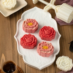 Khuôn trung thu lò xo 2 mặt hoa trà hoa hồng 75g