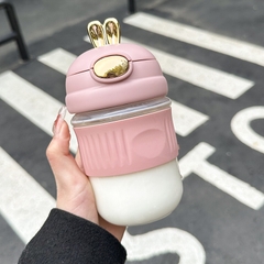 Bình thủy tinh tai thỏ có nắp 350ml