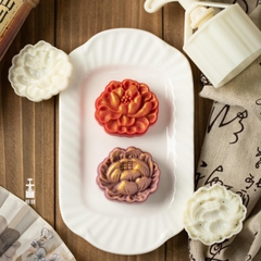 Khuôn trung thu lò xo 2 mặt hoa trà hoa sen 75g