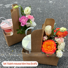Set quà tặng 1 bánh kèm hoa tươi (kraft)