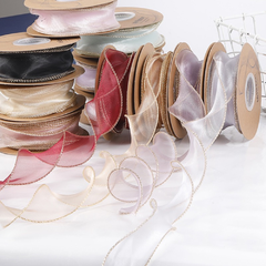 Ruy băng voan màu vàng đồng 4cm