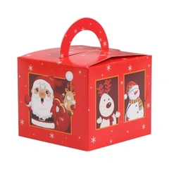 Hộp đựng quà Noel ông già tuyết đỏ 8x9x9cm