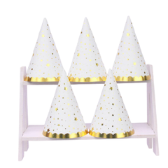 Set 5 mũ sinh nhật ánh kim màu trắng