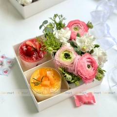 Set quà tặng 2 bánh kèm hoa tươi