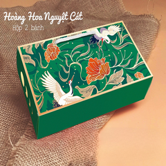 Bộ túi hộp trung thu 2 bánh Hoàng Hoa Nguyệt Cát xanh