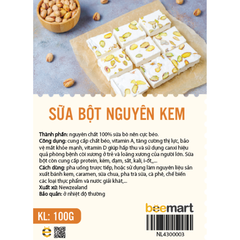 Sữa bột nguyên kem Newzealand 100gr