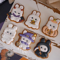 Bộ 6 khuôn nhấn cookies thỏ halloween