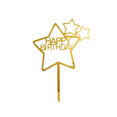 Topper mica Happy Birthday ngôi sao