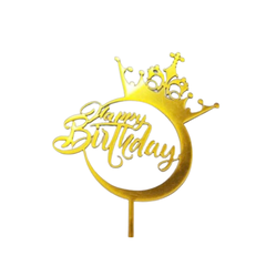 Topper mica Happy Birthday vương miện