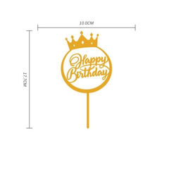 Topper mica Happy Birthday vương miện