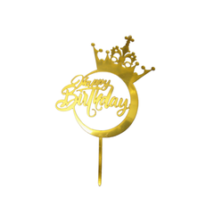 Topper mica Happy Birthday vương miện