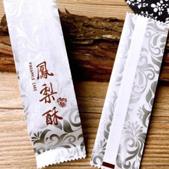 Túi đựng bánh dứa giấy lụa hoa văn bạc (100c)