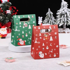 Túi giấy đựng quà Noel nắp gập màu đỏ 15x19x8cm