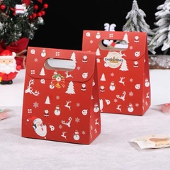 Túi giấy đựng quà Noel nắp gập màu đỏ 15x19x8cm