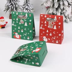 Túi giấy đựng quà Noel nắp gập màu xanh 15x19x8cm