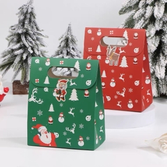 Túi giấy đựng quà Noel nắp gập màu xanh 15x19x8cm