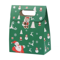 Túi giấy đựng quà Noel nắp gập màu xanh 15x19x8cm