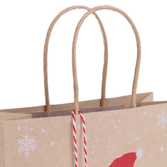 Túi giấy Kraft đựng quà họa tiết Ông già Noel (kèm dây tag)