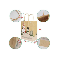 Túi giấy Kraft đựng quà họa tiết Người tuyết (kèm dây tag)