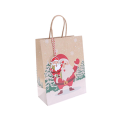 Túi giấy Kraft đựng quà họa tiết Ông già Noel (kèm dây tag)