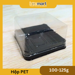 Hộp pet vuông XY80S đế đen đựng bánh 100-125gr (10c)