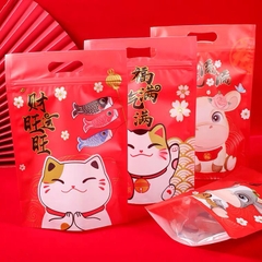 Túi zip đựng bánh mèo đỏ may mắn (10c)