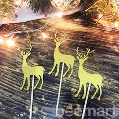 Que cắm tuần lộc giáng sinh (vàng)