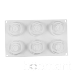 Khuôn silicon trắng 6 bông hồng.