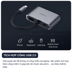 Hagibis 4 IN 1 USB-C Sang VGA + HDMI Kèm USB 3.0 + PD 604665