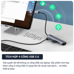 Cáp chuyển đổi USB-C sang HDMI 4K/30Hz với hub USB 3.0 Model 20197