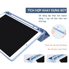 Bao da iPad Tích Hợp Khay Bút Silicon Tím (S54)
