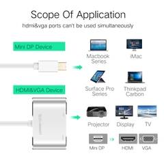 Cáp Chuyển Mini DisplayPort to HDMI & VGA Ugreen - Model 20421