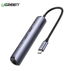 Ugreen 5-trong-1: USB-C to HDMI 4K/60Hz, USB 3.0*2, RJ45 & PD Ultra Slim - Model 10919