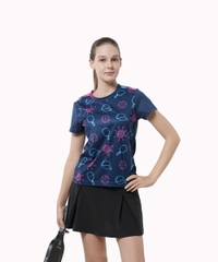 Áo T-shirt Pickleball Cross Nữ - Màu Xanh Đen