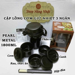 Cặp lồng cơm giữ nhiệt 3 ngăn eco LUNCH Pearl Metal 1800ml