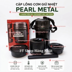 Cặp lồng cơm giữ nhiệt 3 ngăn eco LUNCH Pearl Metal 1800ml
