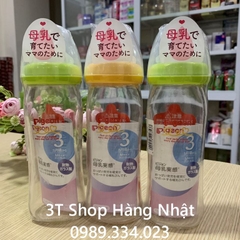 Bình sữa Thủy Tinh Pigeon cổ rộng 240ml nội địa Nhật Bản