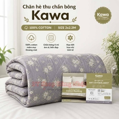Chăn hè thu chần bông Kawa, 100% cotton, size 2x2.2m hoa nhí