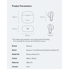 Tai Nghe Bluetooth Baseus Bowie E3 True Wireless Earbuds