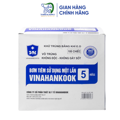 Bơm Kim Tiêm 5ml VINAHANKOOK Dùng 1 Lần - Hộp 100 Chiếc