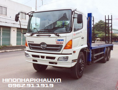 Xe Hino 500 FL8JTSA nâng đầu chở máy xây dựng - Xe Hino 3 chân sàn ngắn chở máy công trình