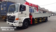 Cẩu Unic 5 Tấn 4 Đoạn Lắp Hino 8 Tấn FG8JT7A Thùng Dài