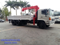 Cẩu Unic 4 tấn 5 khúc URV545 lắp xe Hino 3 chân 15 tấn