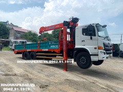 Xe Hino 15 Tấn FM8JW8A Gắn Cẩu Kanglim 8 Tấn Có Chân Sàn Nâng Đầu Chở Máy